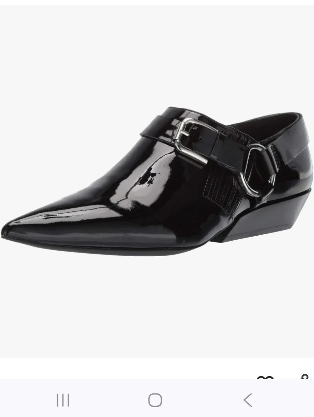 Calvin Klein Black Patent Pointed Toe Strap Shoe Shiny New W/out Box